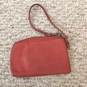 COPY - Orange fossil wristlet, leather